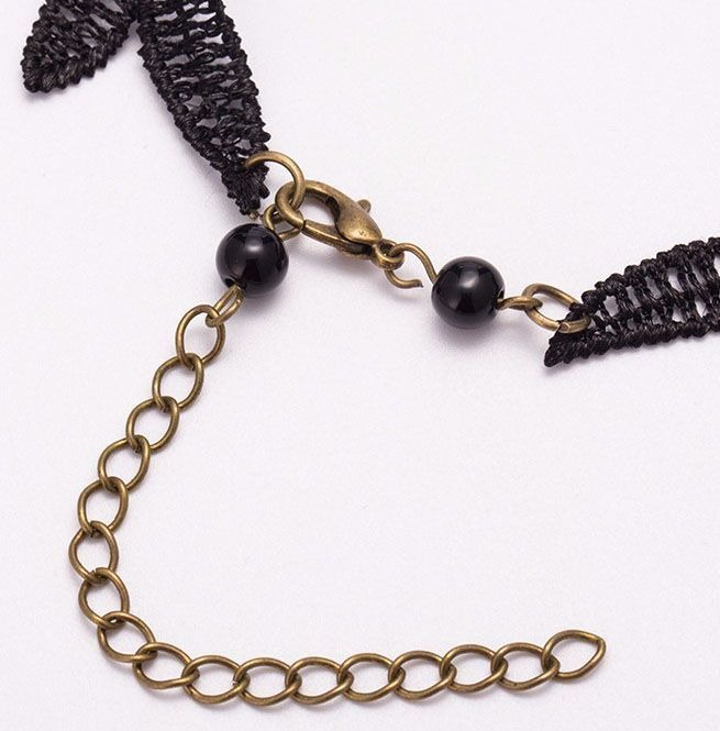 Vintage & Retro Gem Pendant Black Lace Choker RebelsMarket