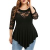 Plus size irregular length lace sleeves top Plus Size Irregular Length Lace Sleeves Top