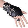 Punk skulls leather gloves wristband gloves