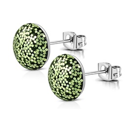 Stainless Steel 3 Color Pattee Cross Circle Stud Earrings pair