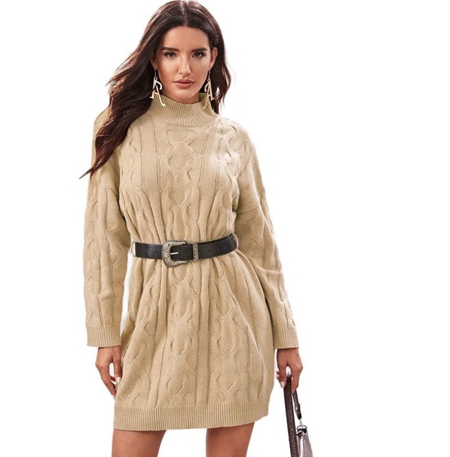 khaki sweater dress