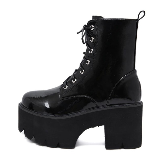 platform black boots lace up