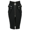 Tiberio Dark Side Pentagram Zipper Cargo Pockets Black Tube Pencil Skirt Tiberio Dark Side Pentagram Zipper Cargo Pockets Black Tube Pencil Skirt