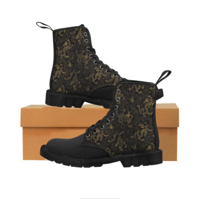 gold combat boots