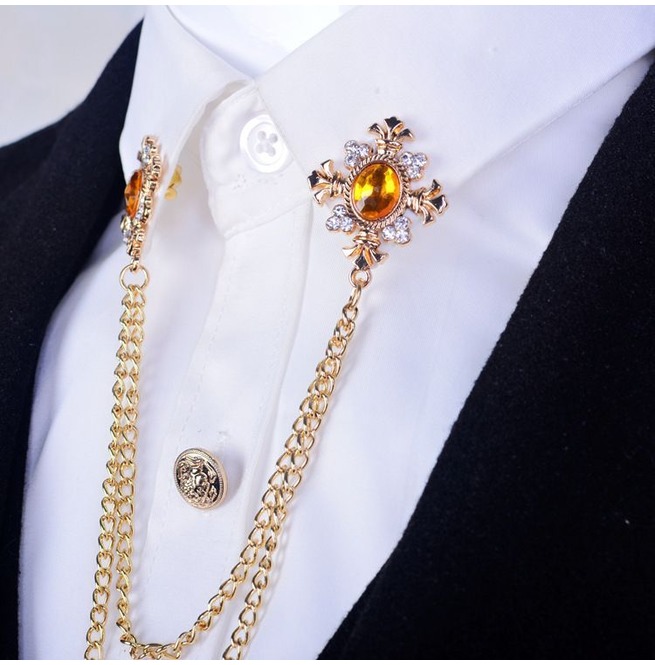 Wedding Collar Lapel Pin Tasseled Suit Pin