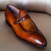 Men's Brown Shaded shoes, 's Fashion Strap Piping Toe Leather shoes Men's Brown Shaded Shoes, 's Fashion Strap Piping Toe Leather Shoes