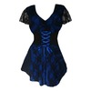 Blueberry Black Floral Mesh Patchwork Cap Sleeve Lace Up Corset Top Blueberry Black Floral Mesh Patchwork Cap Sleeve Lace Up Corset Top
