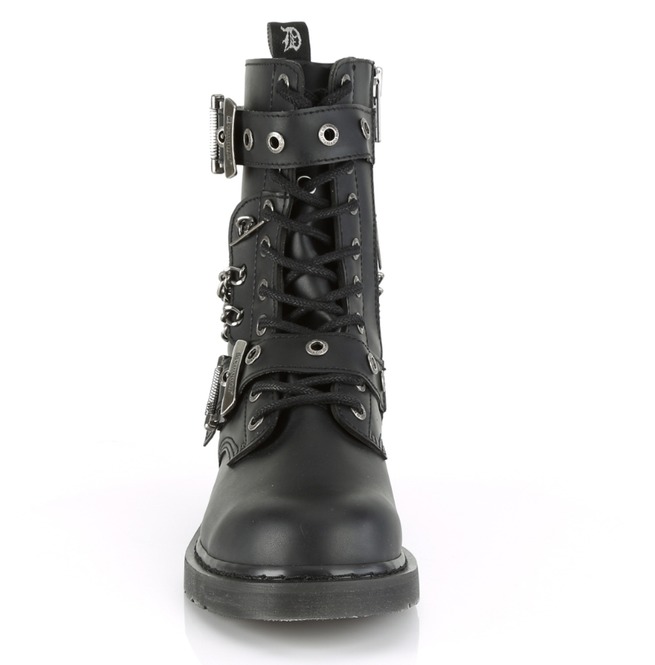 black mid calf combat boots