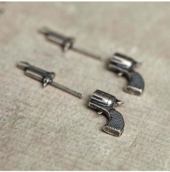 Miniature Pistol Stud Earrings Punk Retro Gothic