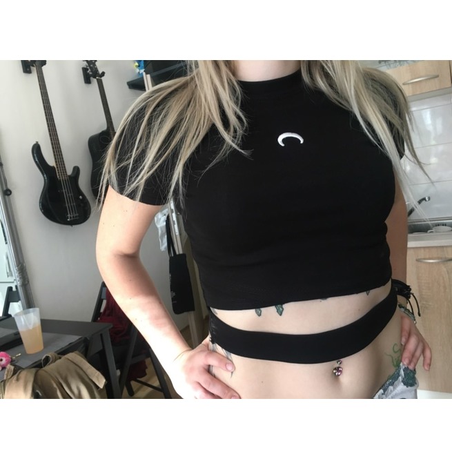 Black Short Top Pentagram Moon S M L RebelsMarket