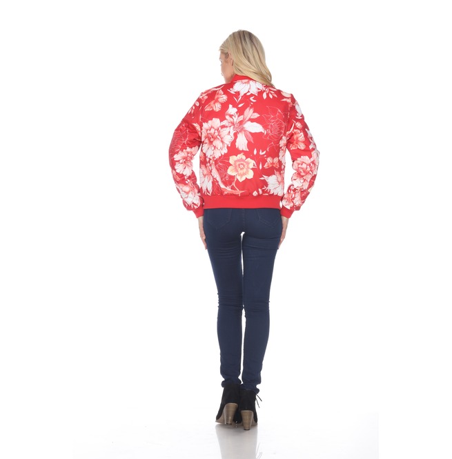 Women's Floral Bomber Jacket White Mark Clothing RebelsMarket