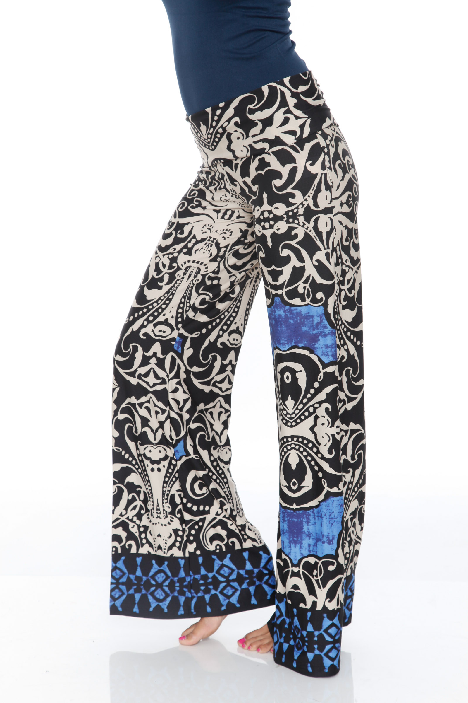 Damask Palazzo Pant White Mark Clothing RebelsMarket