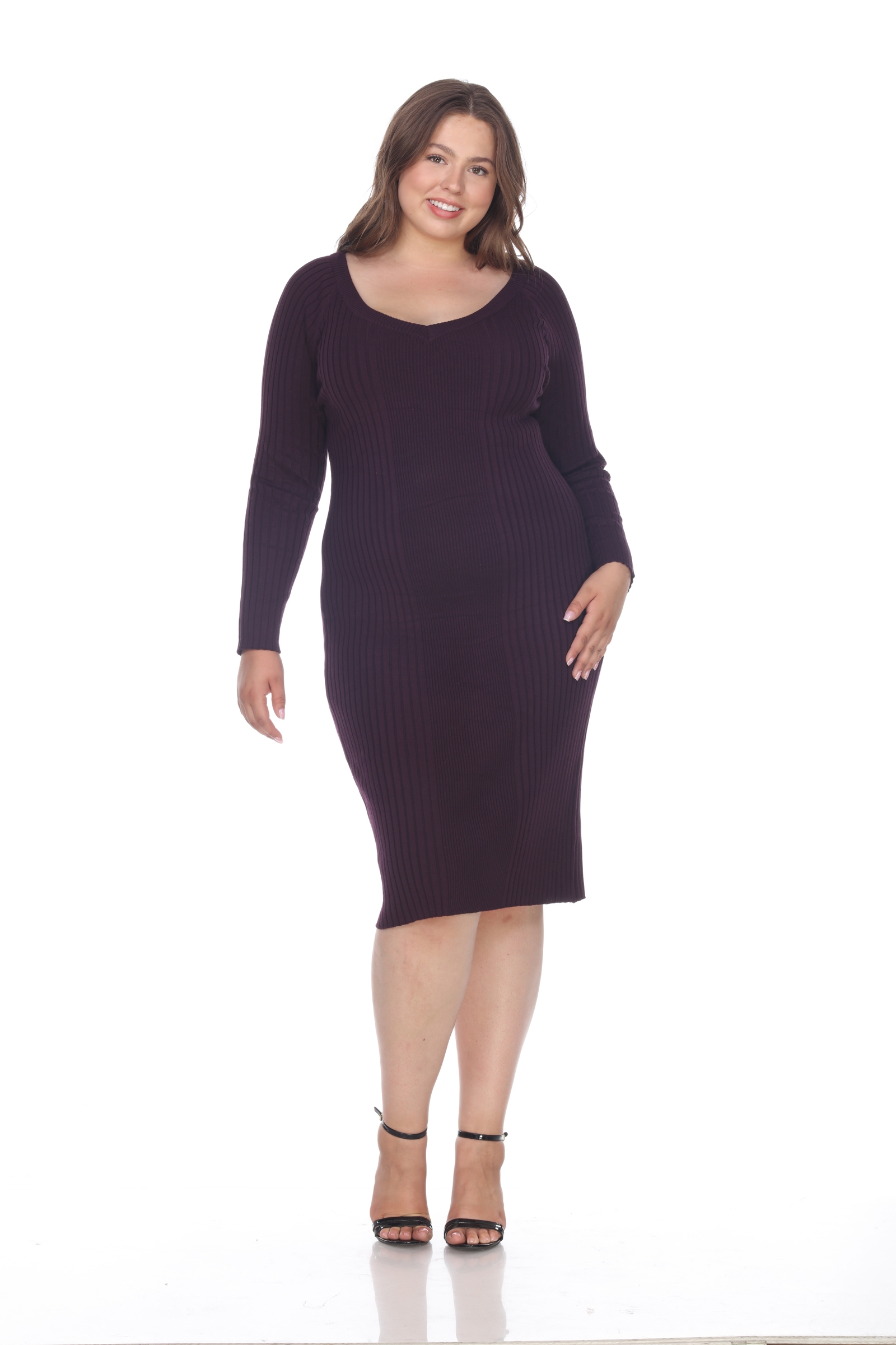 Long Sleeve Midi Sweater Dress White Mark Clothing RebelsMarket