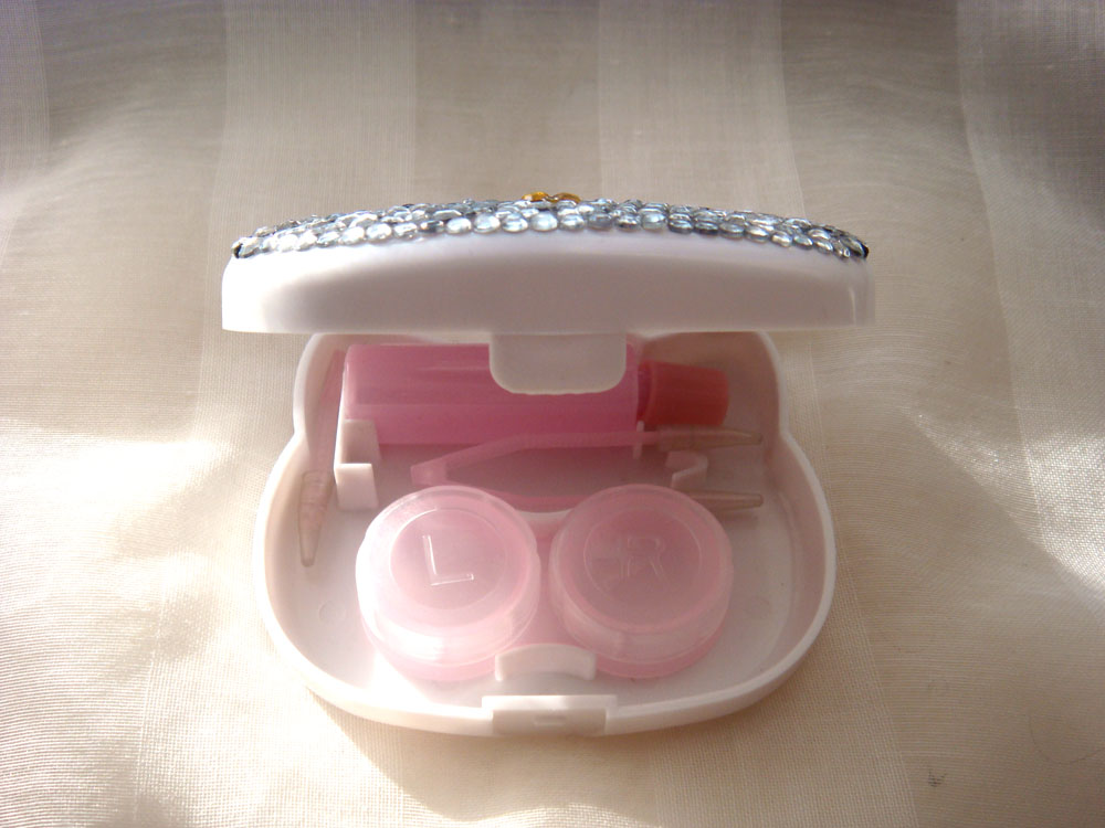 Kawaii Bling Kitty Rhinestone Contact Lenses Case 31305
