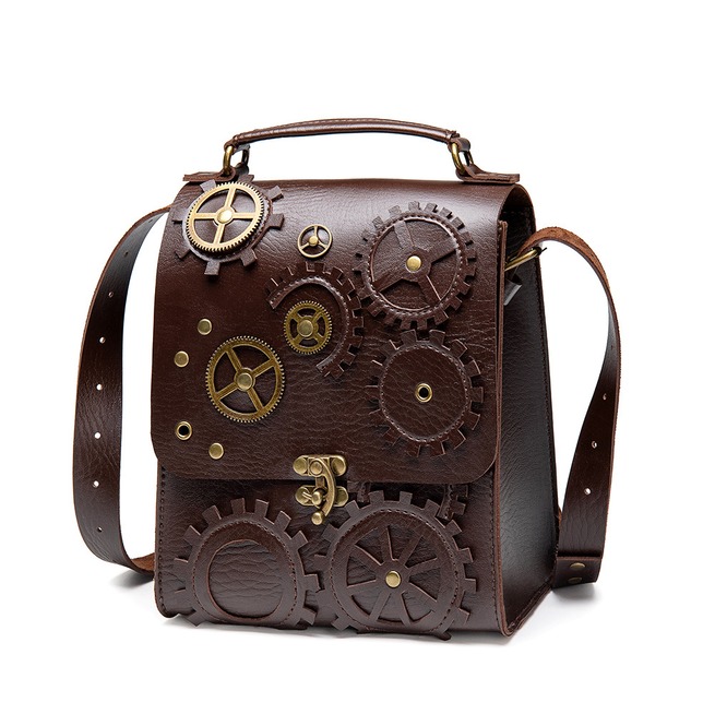 Steampunk PU Leather Messenger Bag Vintage Gothic RebelsMarket
