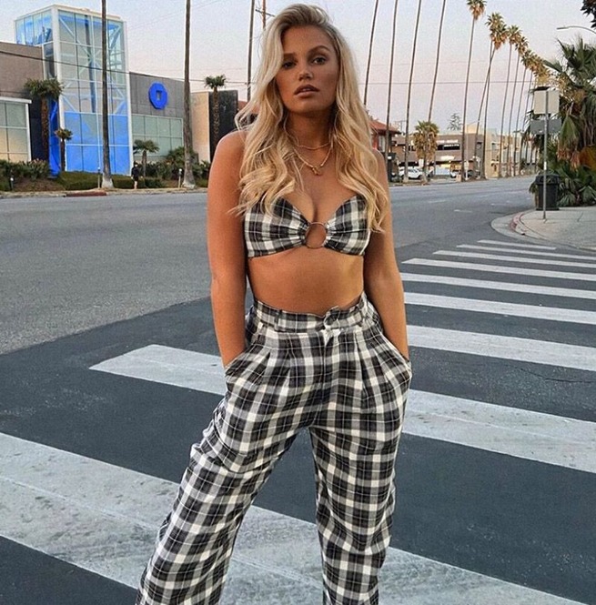 Women's Set Plaid Crop Cami Top and 