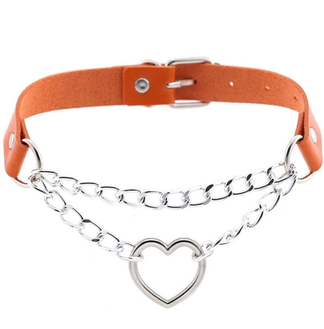 Gothic Harajuku Chain Link Heart Choker Necklace RebelsMarket