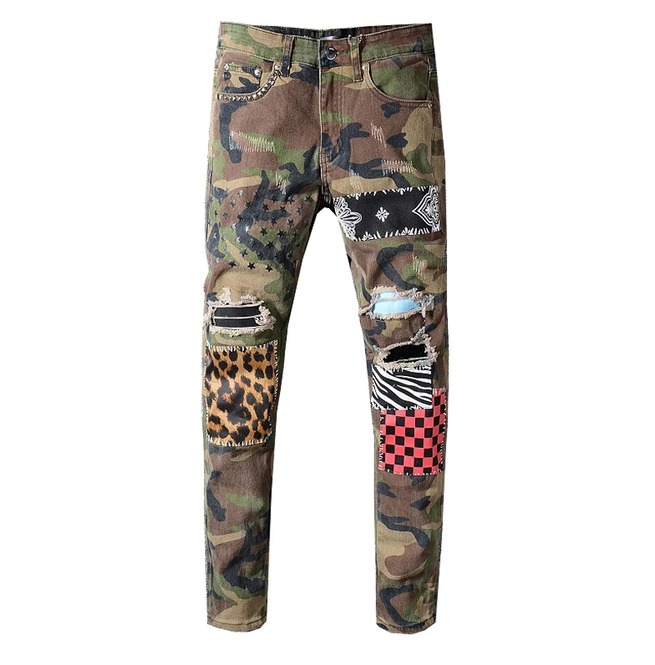 camouflage denim pants