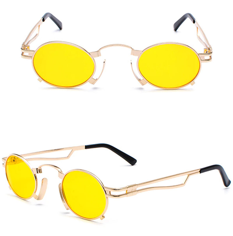 Gothic Oval Frame Vampire Sunglasses With Colored RebelsMarket