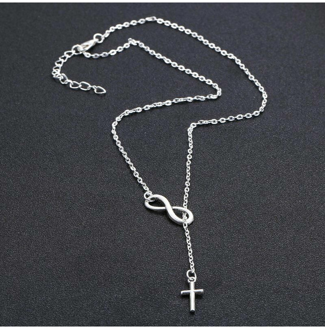 Classic Sterling Silver Infinity Cross Interlock Lariat | RebelsMarket