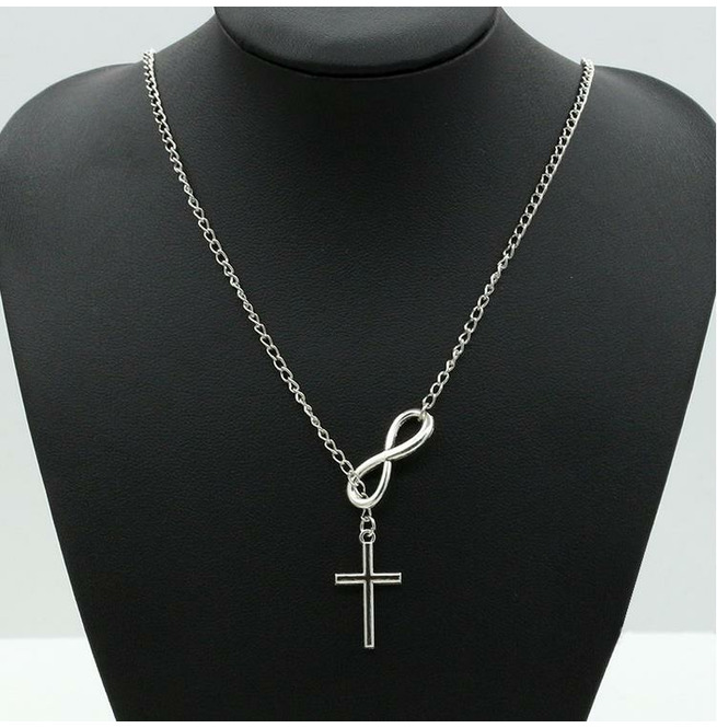 Classic Sterling Silver Infinity Cross Interlock Lariat RebelsMarket