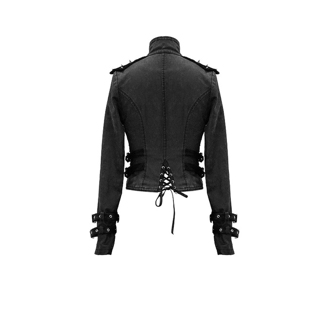 Gothic Women's Studded Stand Collar Asymmetric Hem RebelsMarket