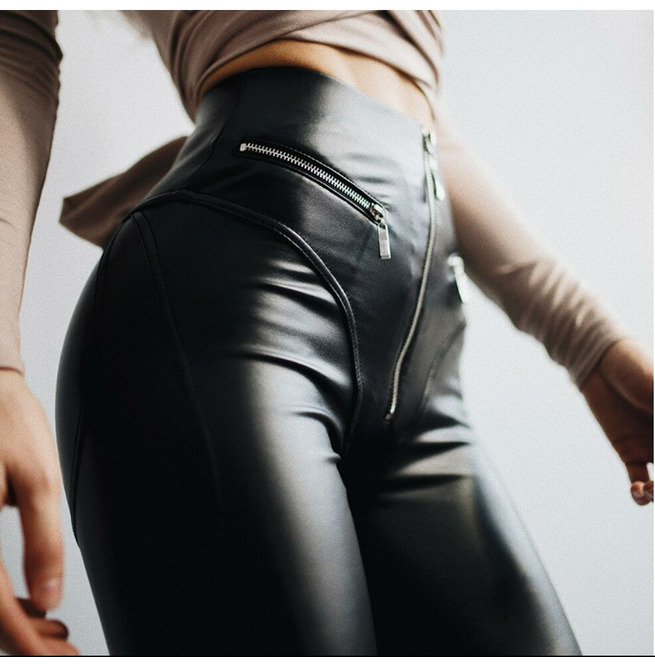 skinny high waisted leather trousers