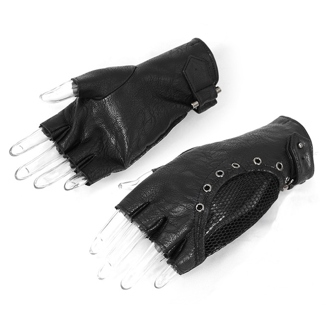 Gothic Punk Buckled Meshwork Fingerless Glove RebelsMarket