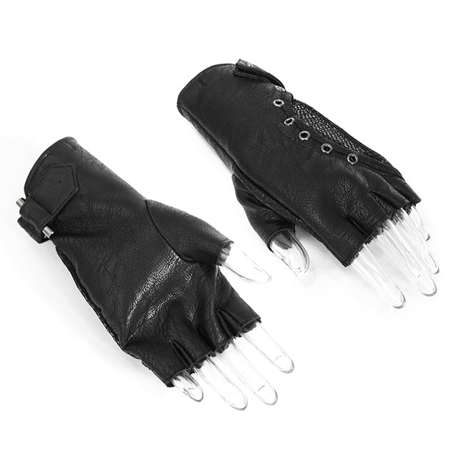 Gothic Punk Buckled Meshwork Fingerless Glove RebelsMarket