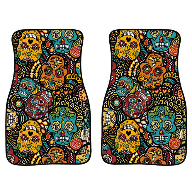 Sugar Skull Print Universal Non-slip Car Floor Mat RebelsMarket Sugar Skull Print Universal Non-slip Car Floor Mat RebelsMarket