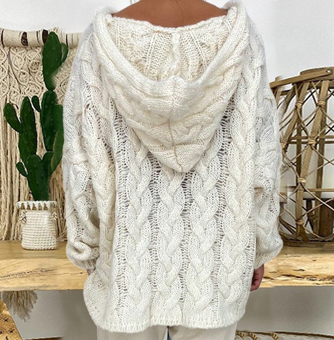 Vintage Women's & Acrylic Loosefit Hooded Knit Sweater RebelsMarket