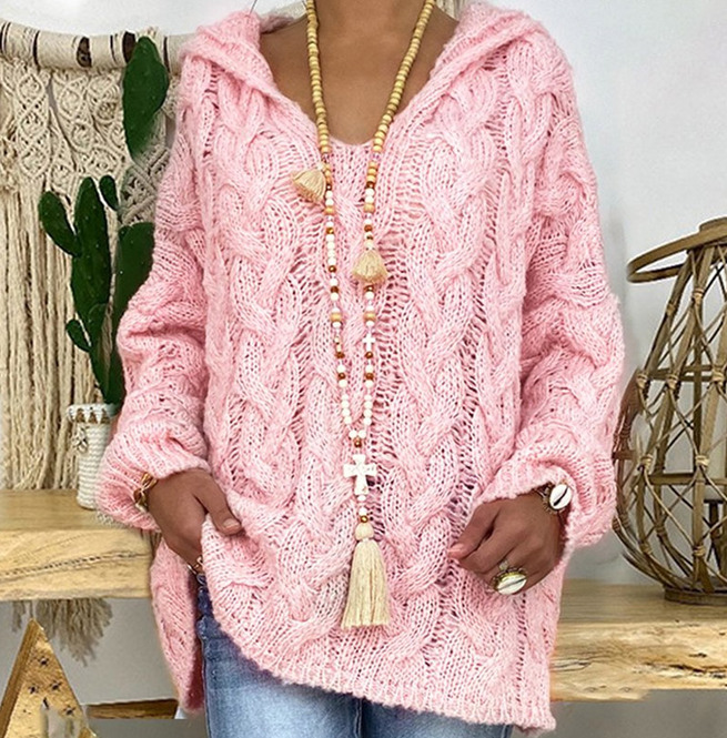 Vintage Women's & Acrylic Loosefit Hooded Knit Sweater RebelsMarket