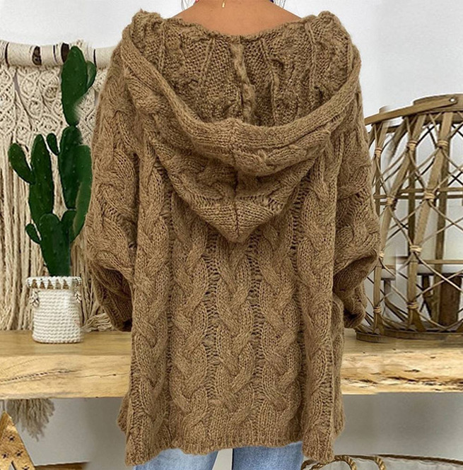 Vintage Women's & Acrylic Loosefit Hooded Knit Sweater RebelsMarket