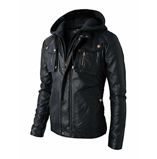 hooded biker jacket mens