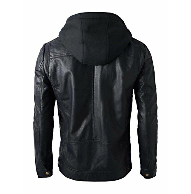 hooded biker jacket mens