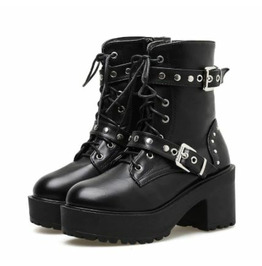 goth black platform boots