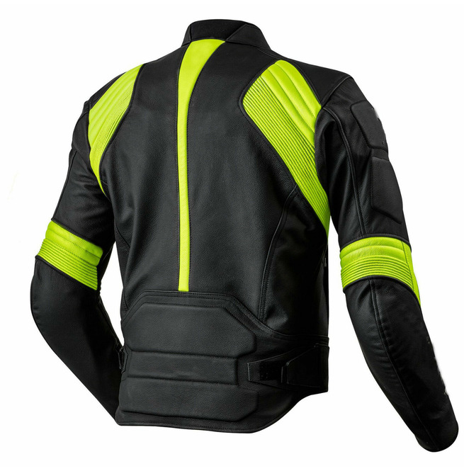 Men Yellow and Black Contrast Motorcycle Racing Jacket RebelsMarket