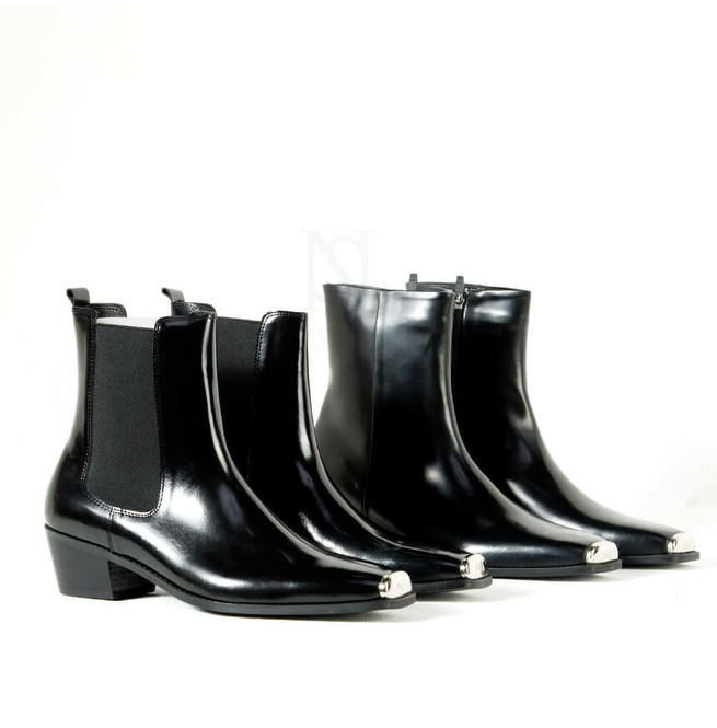 Squared Steel Toe High Heel Leather Boots 603 RebelsMarket