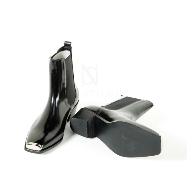 Squared Steel Toe High Heel Leather Boots 603 RebelsMarket