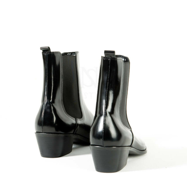 Squared Steel Toe High Heel Leather Boots 603 RebelsMarket