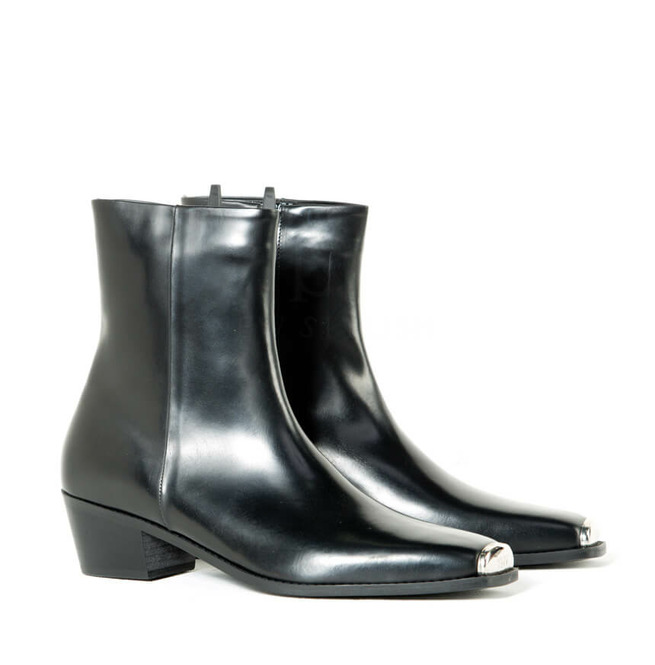 Squared Steel Toe High Heel Leather Boots 603 RebelsMarket