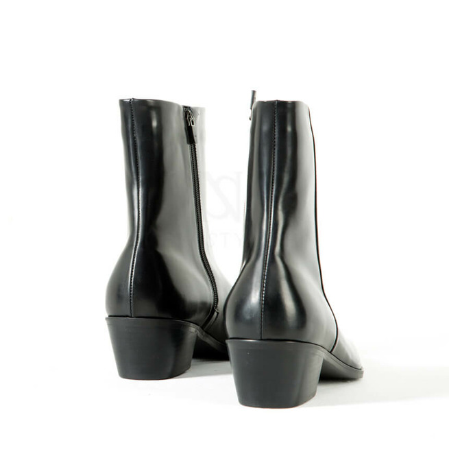 Squared Steel Toe High Heel Leather Boots 603 RebelsMarket