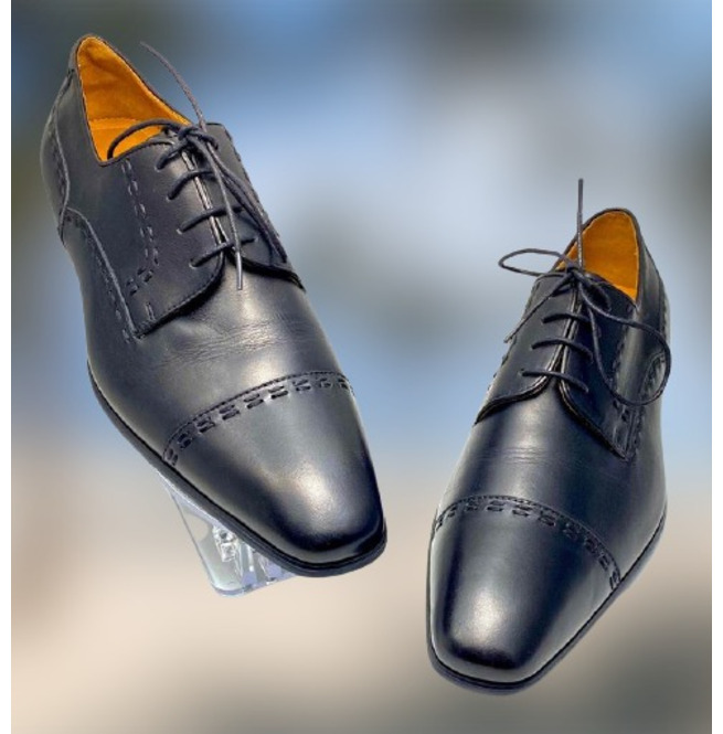 Handmade Men Blue Leather Formal Dress Shoes, Office RebelsMarket