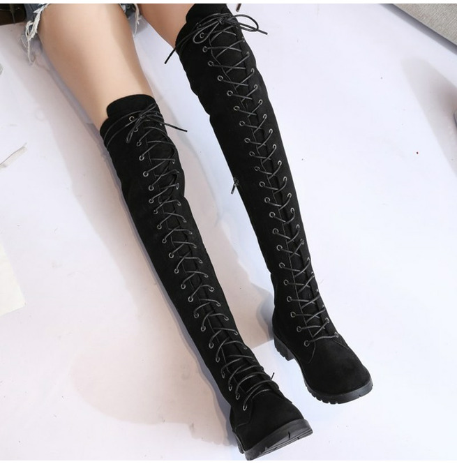 thigh high string up boots