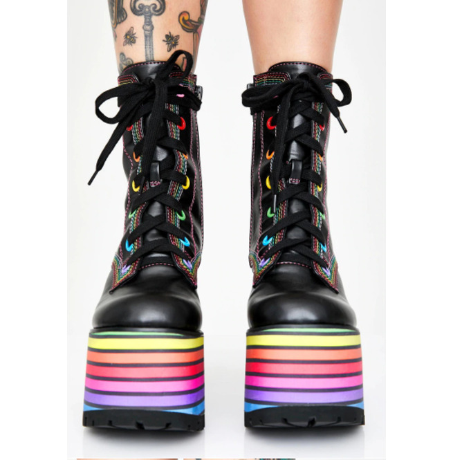 rainbow heel boots