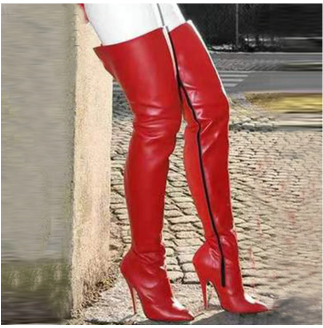 red over the knee heels