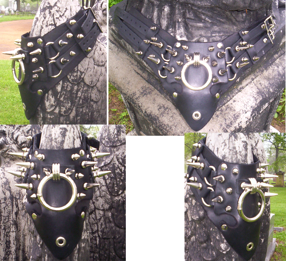 Leather Collar Uber Spike Posturesque V Ring 35539
