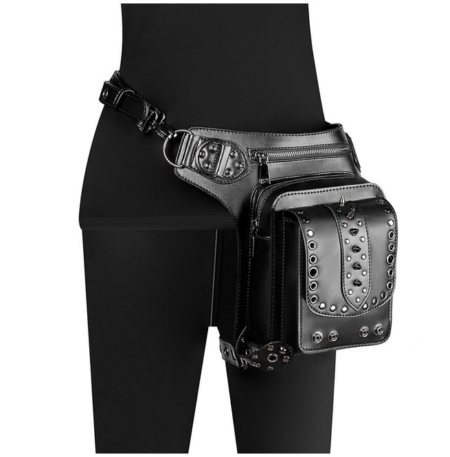 Gothic Vintage PU Leather BoxShaped Drop Leg Bag for RebelsMarket