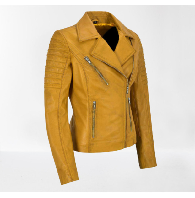 Women Tan Leather Biker Jacket, Tan Style Fashion RebelsMarket