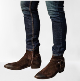 High Top Street Men Vintage Rivets Handmade Suede Boots New Slim fit Personalized West Boots